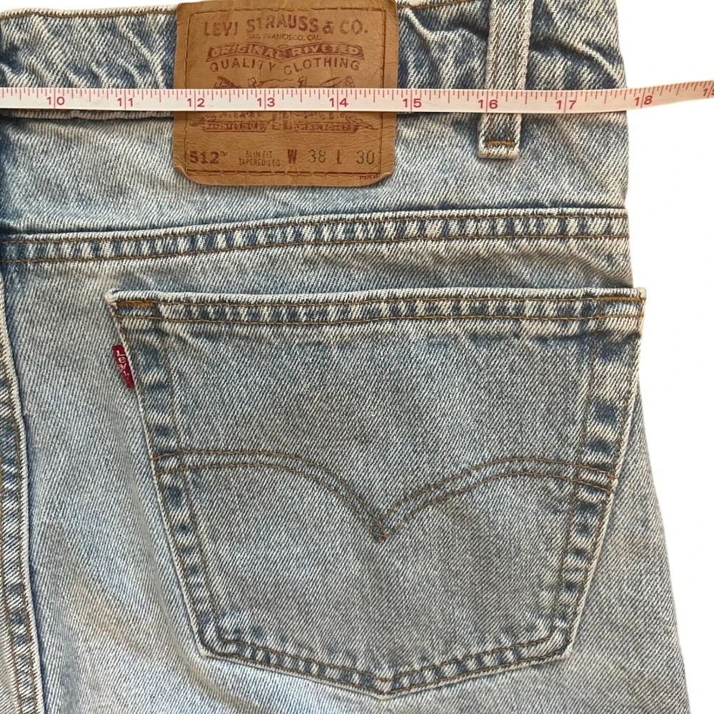 Vintage Levis 512 Slim Fit Tapered Leg Jeans Light Wash 38x30 Made in‎ USA 1996